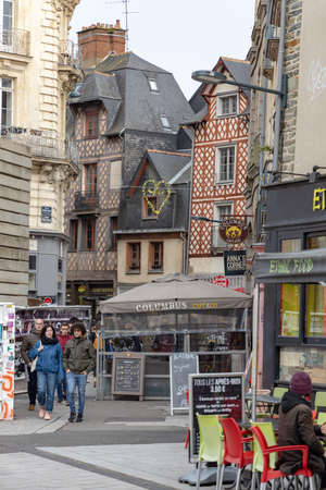 Rennes, France - December 28 2019: Beautiful winter day in Rennes Old Town, Normandyのeditorial素材
