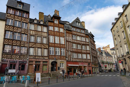 Rennes, France - December 28 2019: Beautiful winter day in Rennes Old Town, Normandyのeditorial素材