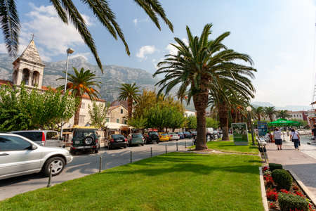 Makarska, Croatia - September 24 2011: Beautiful day in Makarska Harbourのeditorial素材
