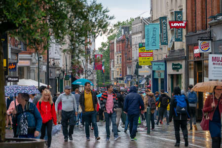 Dublin,Ireland - JULY 30, 2019: People Walking on Dublin City center crowded streetsのeditorial素材