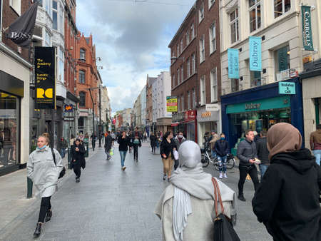 DUBLIN, IRELAND - October 09, 2020 - Dublin Streets During Pandemic Period.のeditorial素材