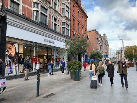 DUBLIN, IRELAND - October 09, 2020 - Dublin Streets During Pandemic Period.
