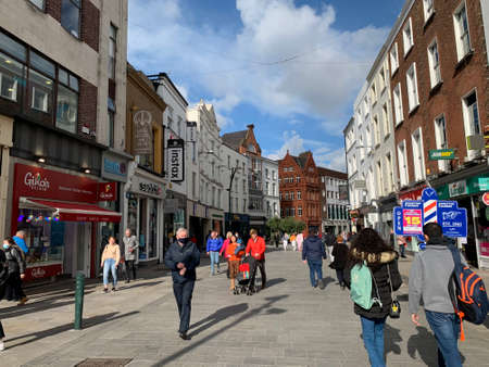 DUBLIN, IRELAND - October 09, 2020 - Dublin Streets During Pandemic Period.