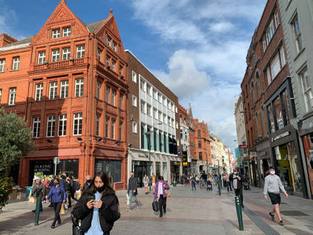 DUBLIN, IRELAND - October 09, 2020 - Dublin Streets During Pandemic Period.
