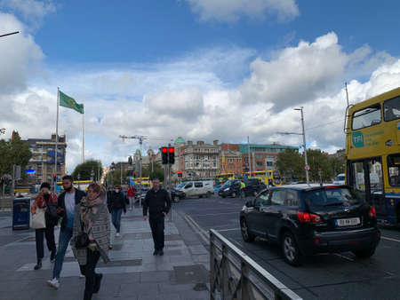 DUBLIN, IRELAND - October 09, 2020 - Dublin Streets During Pandemic Period.