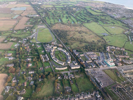Dublin North aerial view between irish coast and Dublin Airport