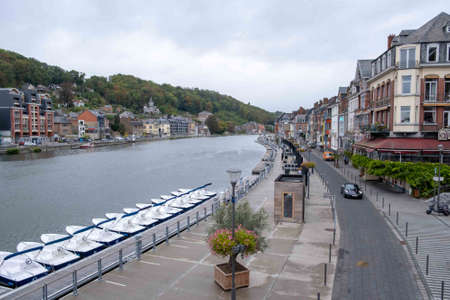 Dinant, Belgium - October 13 2020 : The streets of beautidul city of Dinant home of Adolphe Sax,...