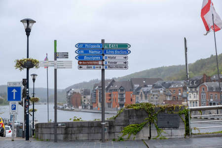 Dinant, Belgium - October 13 2020 : The streets of beautidul city of Dinant home of Adolphe Sax, iinventor of the saxophone.のeditorial素材