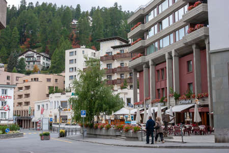 St. Moritz, Switzerland- September, 2007: Beautiful  city of St.Moritz the heart of Swiss Alpsのeditorial素材