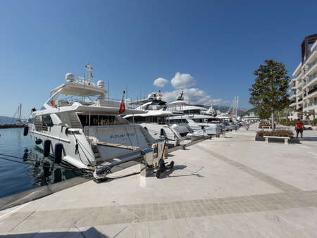 Porto Montenegro, Montenegro- September 03, 2021: Beautful day in Porto Montenegro Harbour.のeditorial素材