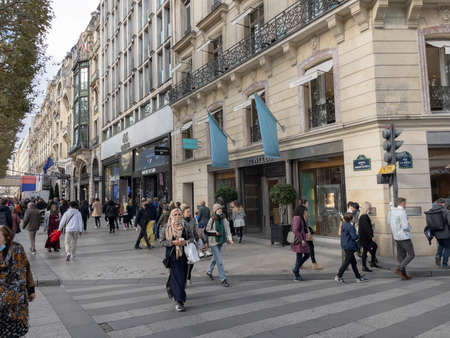 Paris, France - October 25, 2021: Visiting Paris during pandemic period in autumn day.のeditorial素材