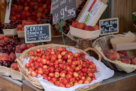 PARIS, FRANCE - JUNE 6, 2022: Food market on the streets of Parisのeditorial素材