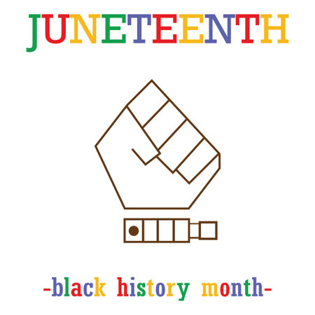 banner wallpaper and background in juneteenth day.In picture have red green yellow blue and brown with word juneteenth and black history monthのイラスト素材