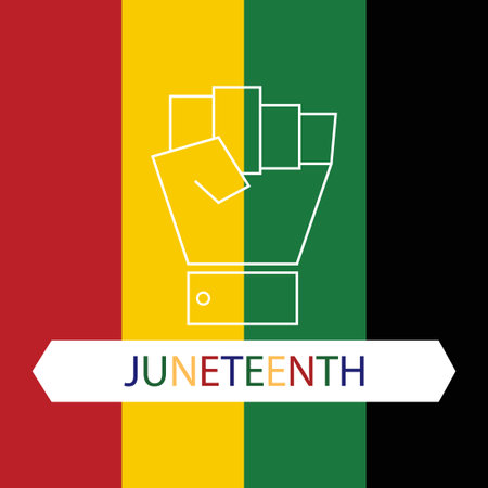 In picture have red, yellow, green and black with white hand and caption.のイラスト素材