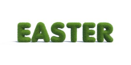 Easter is the inscription of fresh green grassの写真素材