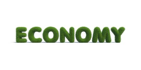 economy green grass in the form of lettersの写真素材
