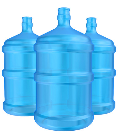 three plastic bottles for drinking water  3d renderの写真素材