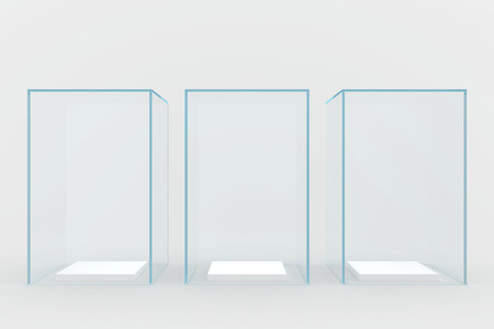 glass showcases  3d render  isolated on gray  の写真素材