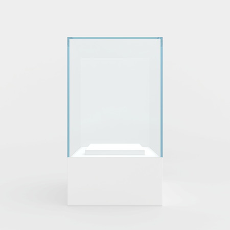 showcase performance of blue glass  isolated on gray 