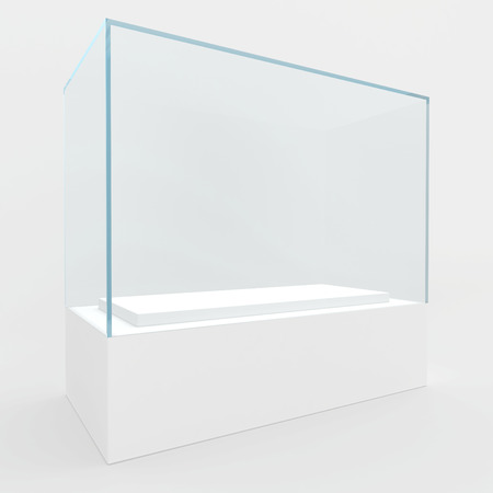 Rectangular glass showcase of bluish glass  3d render の写真素材