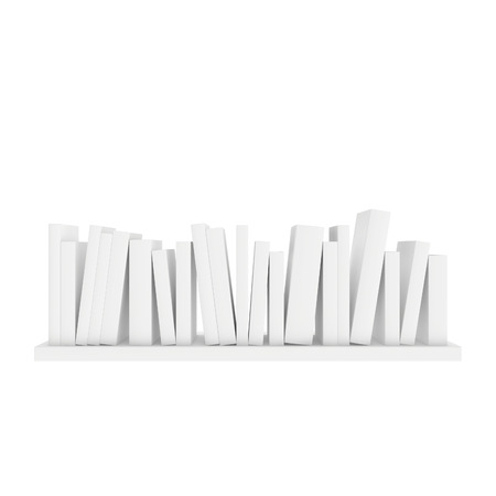 shelf with books standing on it rotated in different directionsの写真素材