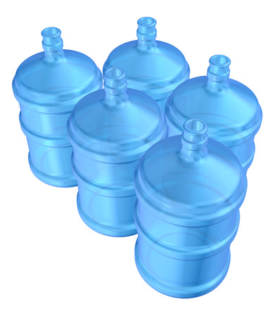 big bottles of water isolated on white の写真素材