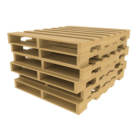 Wooden pallet  Isolated on white background  realistic woodの写真素材