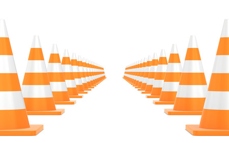 Road traffic cone  Isolated on white backgroundの写真素材