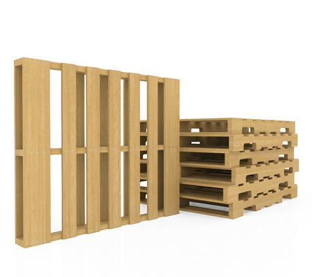 Wooden pallet  Isolated on white background  realistic woodの写真素材
