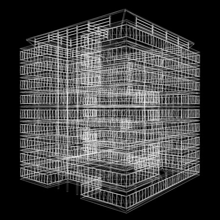 wire house  isolated on black background  3d render