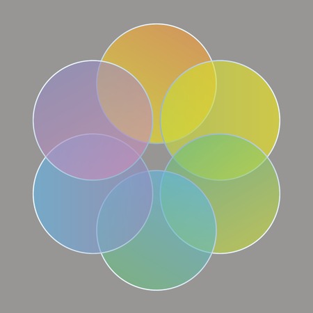 colored circles, arranged in the form of a flower のイラスト素材
