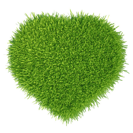 Grass heart isolated on white background, 3d renderの写真素材