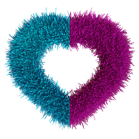 Grass heart isolated on white background, 3d renderの写真素材