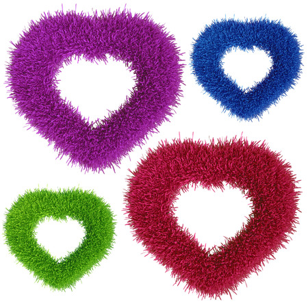 Grass heart isolated on white background, 3d renderの写真素材