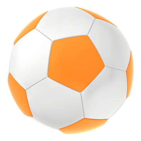 white orange soccer ball  ball for football gameの写真素材