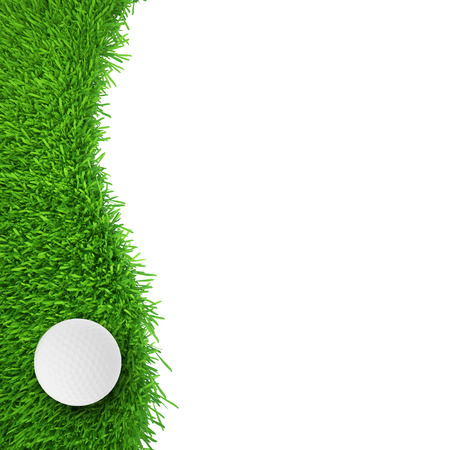 golf ball on grass  realistic grass  close upの写真素材