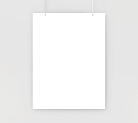 paper card on a white wall  white blank paperの写真素材