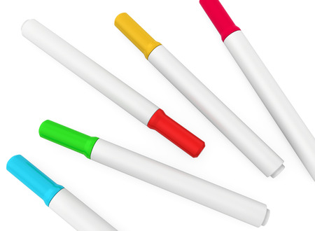 Multicolored Felt-Tip Pens  multicolor markers isolated on white backgroundの写真素材