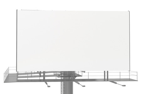 Billboard with empty screen, isolated on white background の写真素材