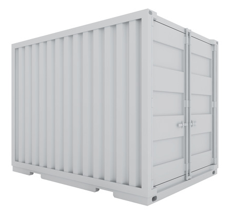 white freight container isolated on white backgroundの写真素材