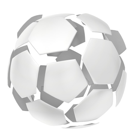 Shiny football  silver ball  Isolated on white backgroundの写真素材