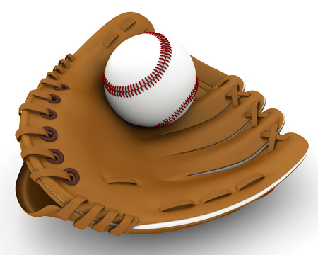 new baseball glove on a white background の写真素材