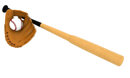 new baseball glove and wooden baseball bat の写真素材