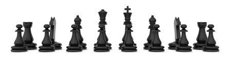 black chess pieces isolated on white backgroundの写真素材