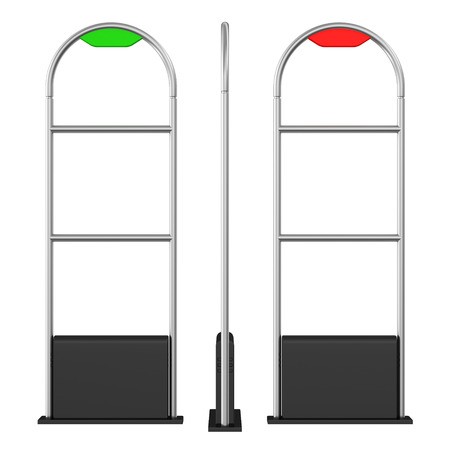shop security  anti-theft sensor gates  activated lights の写真素材