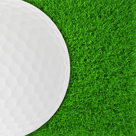 golf ball on grass  realistic grass  close upの写真素材