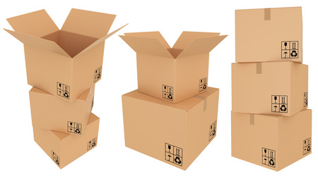 set carboard box  carboard open and closedの写真素材
