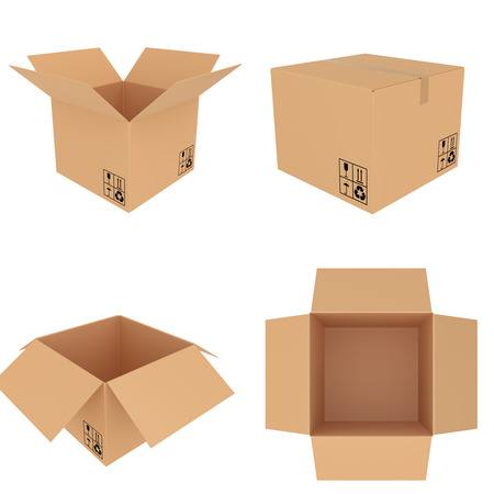 set carboard box  carboard open and closedの写真素材
