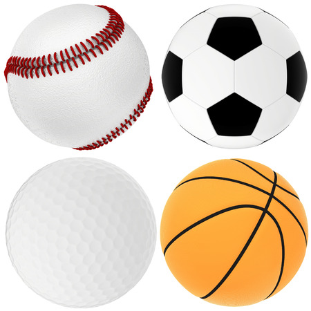 set sport ball  isolated on white backgroundの写真素材