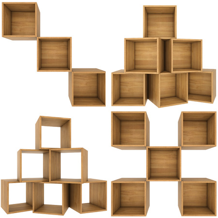 set boxes made of solid woodの写真素材